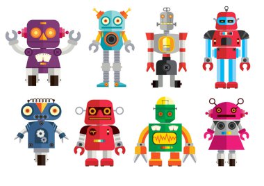 Retro robot ile birçok form kümesi