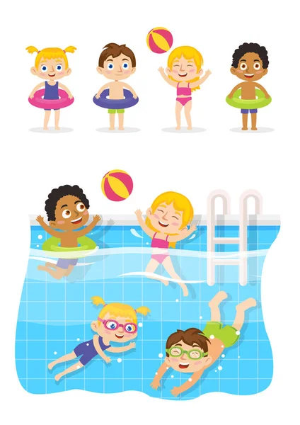 Kinder Schwimmbad — Stockvektor