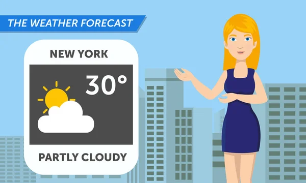 Schöne Reporterinnen Verkünden Die Wettervorhersage Für Heute — Stockvektor