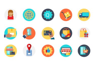 Birçok türü ile e ticaret simge kümesi