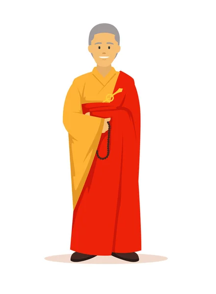 Vektorové Ilustrace Zachycovací Buddhistický Mnich Oranžových — Stockový vektor