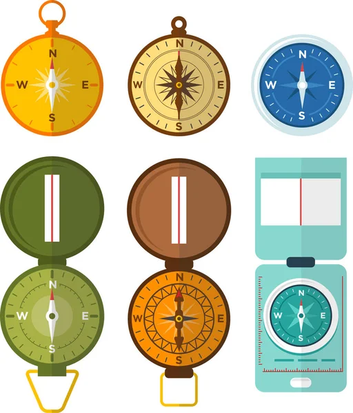 Set Various Compass Navigation Icon Modern Design — Stock Vector