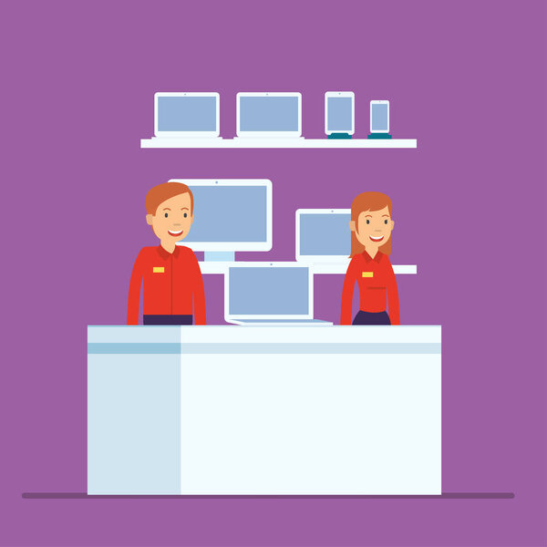 Набор людей в магазине компьютерных телефонов
