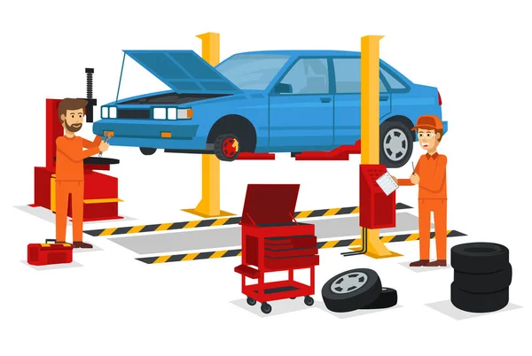 Σύνολο Μηχανικός Αυτοκινήτων Επισκευή Του Αυτοκινήτου — Διανυσματικό Αρχείο