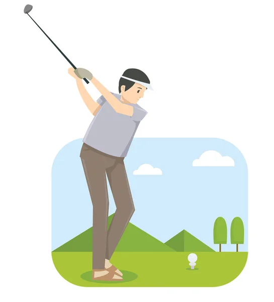 Hombre Jugando Golf Competición Golf — Vector de stock