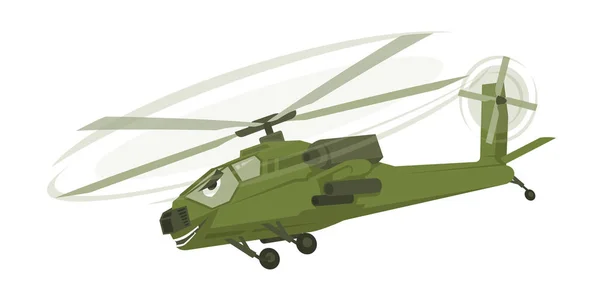 Söt Militär Helikopter Seriefigur — Stock vektor