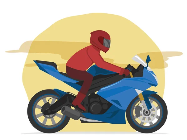 Sport Motorbike Rider Speeding Street — Stock Vector