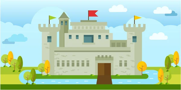 Beautiful Classic Old Castle Flat Vector — Stock Vector