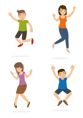 Genç Genç mutlu ve atlama