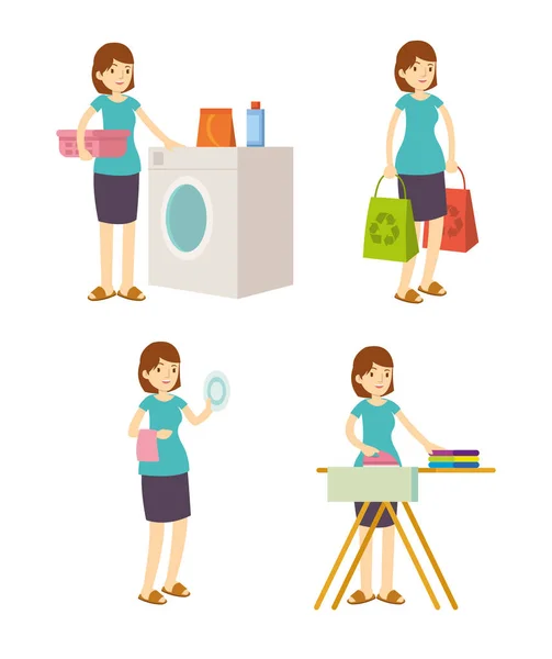 主婦の母洗浄 ショッピング クリーニング — ストックベクタ