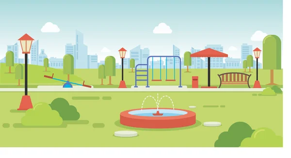 Şehir Parkı park banklar ve çocuk oyun alanı ile