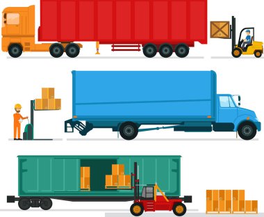 Büyük kamyon malzeme depo yükleme