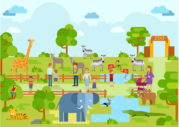 Zoo Paisaje Paisaje Animal Vacaciones Atracción — Vector de stock