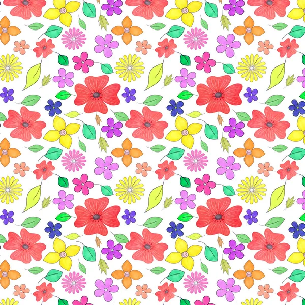 Seamless flower pattern on white background