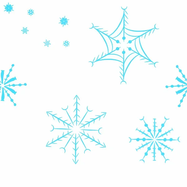 Seamless pattern of snowflakes on a blue background — Stock Vector