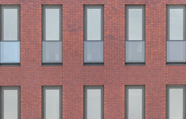 Flat View Windows Pattern Building Apartment Bricks Texture — Stock Photo, Image