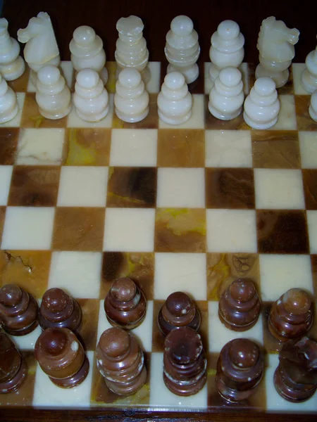 Marble Chessboard Pieces Closeup — Stock Photo, Image