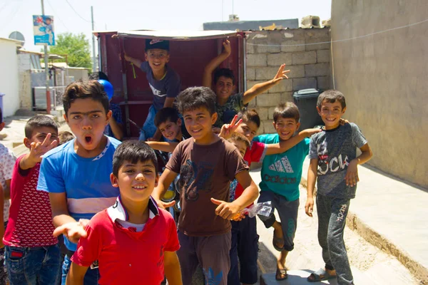 Meninos Refugiados Sírios Campo Refugiados Darashakran Erbil Curdistão Iraquiano Julho — Fotografia de Stock