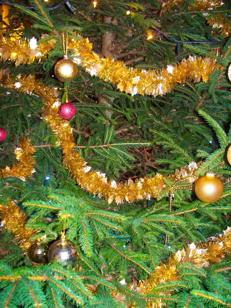 Closeup Christmas Tree Its Decorations — Stock Photo, Image