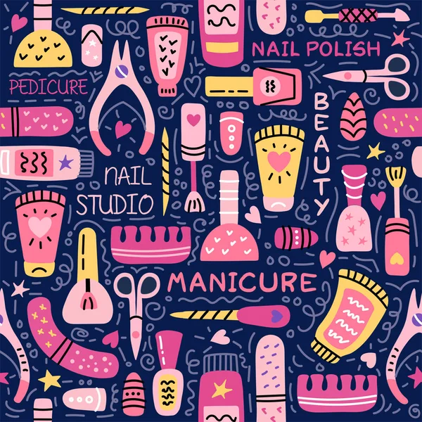 Uñas sin costuras patrón manicura fondo pulido estudio — Vector de stock