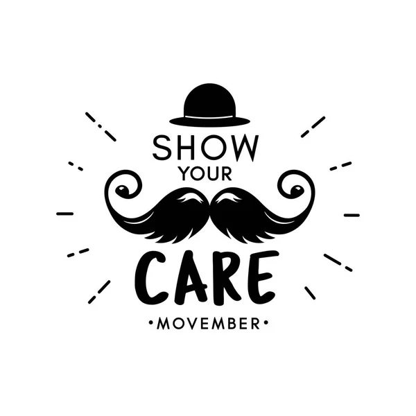 Movember Temporada de bigode vetor bigode lettering câncer — Vetor de Stock