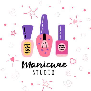 Nail salon manicure studio logo sign polish  clipart