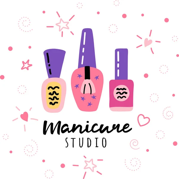 Nail salon manicure studio logo sign polish — Stock Vector