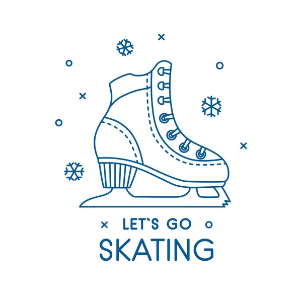 Mujer patines de hielo figura zapato ilustración — Vector de stock