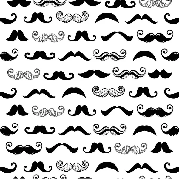 Bigode bigode vetor sem costura padrão fundo hipster — Vetor de Stock