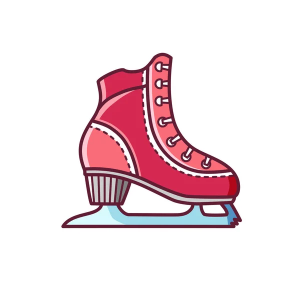 Конькобежный Рисунок Женщина Коньки Значок Обуви Символ Зимние Каникулы Рождественская — стоковый вектор