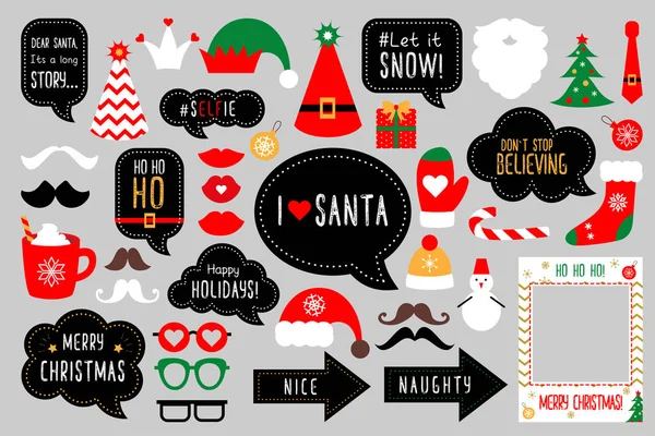 Christmas photo booth props — Stock Vector