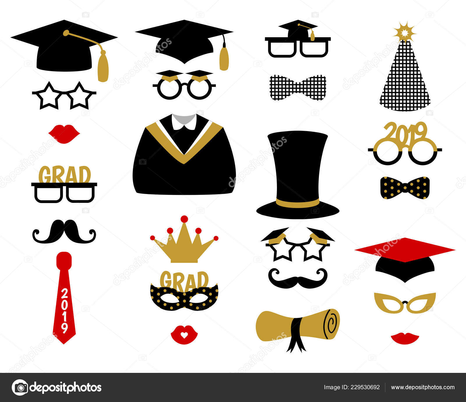 Photo Booth Props For Graduation Party Photobooth Vector Image By C Dandelionfly Vector Stock