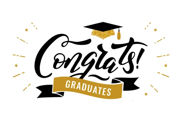 おめでとう 2019年卒業祝賀パーティーのクラスの卒業生します。 — ストックベクタ