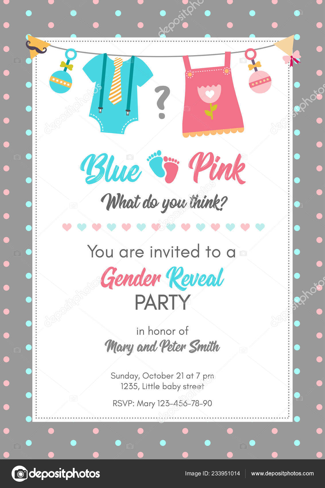 Gender Reveal Invitation Template Baby Shower Party Boy Girl Blue Within Baby Shower Flyer Templates Free