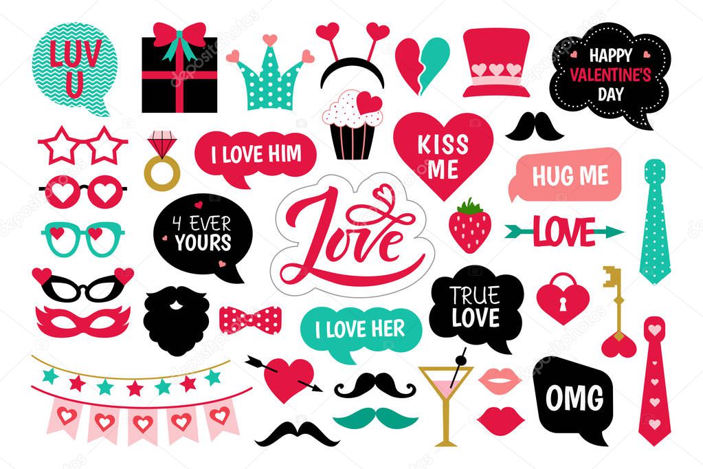Valentines Day photo booth props photobooth set