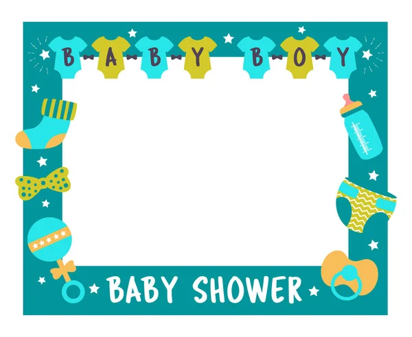Bebê chuveiro quadro menino foto cabine adereços — Vetor de Stock