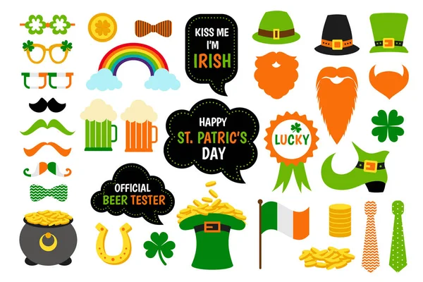 Saint St. Patricks Day ikona photo booth rekwizyty zestaw. — Wektor stockowy