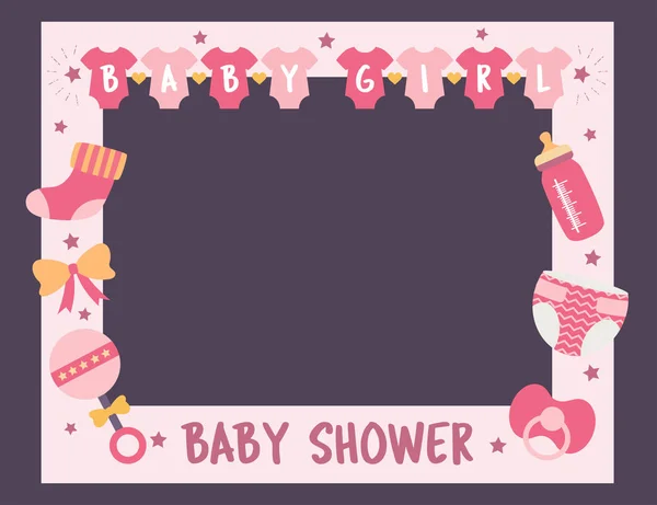 Bebê chuveiro quadro menina foto cabine adereços — Vetor de Stock