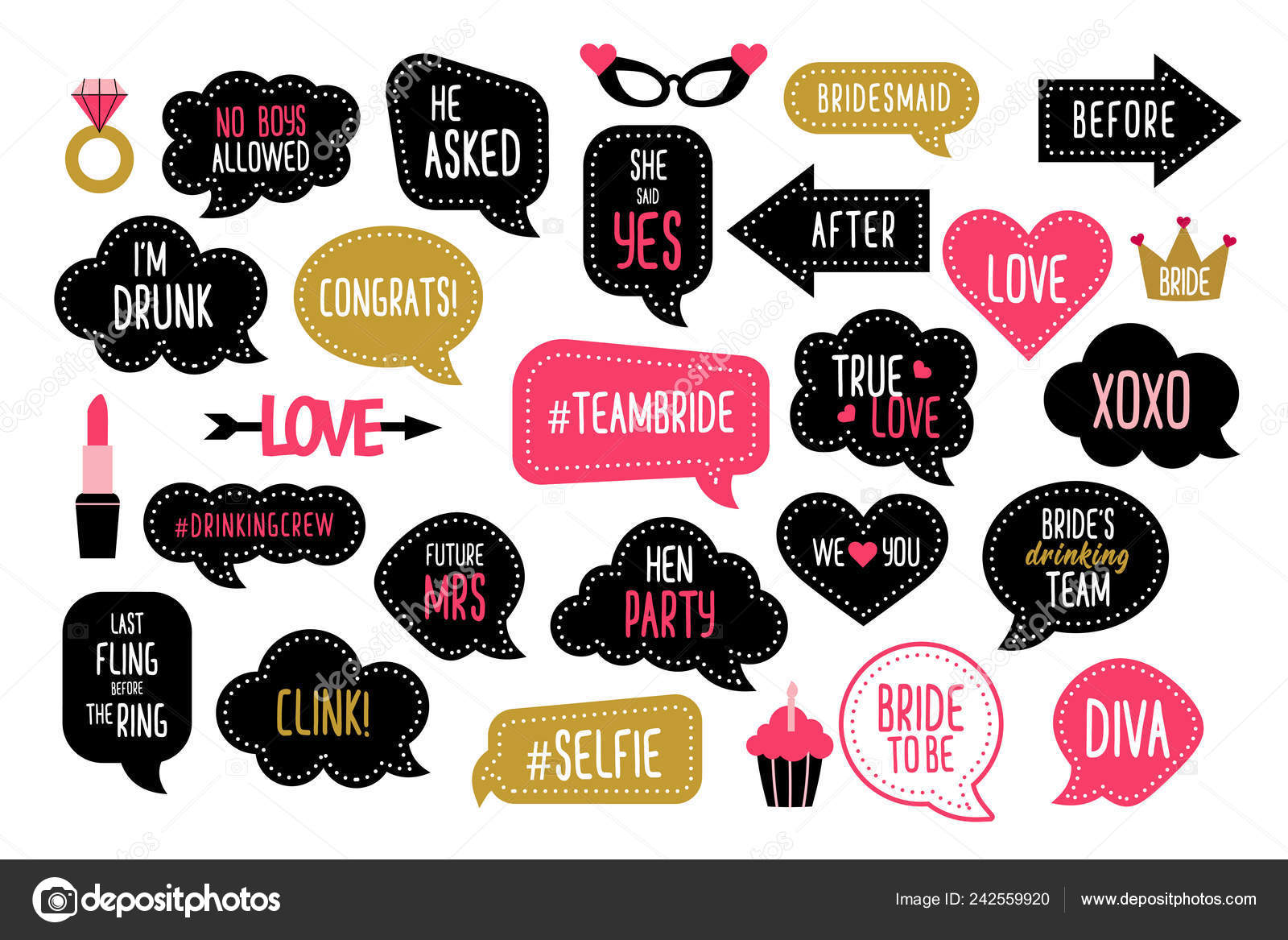 Party Supplies Printable Bridal Shower Photo Booth Props Blue and Pink