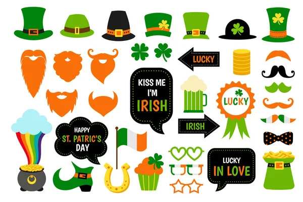 Saint St. Patricks Day ikona photo booth rekwizyty zestaw. — Wektor stockowy