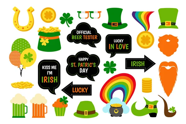 Saint St. Patricks Day ikona photo booth rekwizyty zestaw. — Wektor stockowy