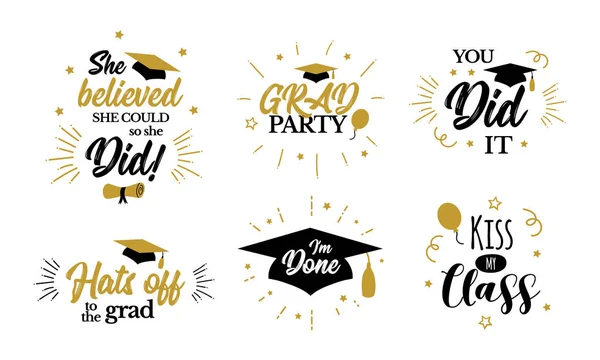 Inspirational grad party quotes to congrat graduates — Stock Vector