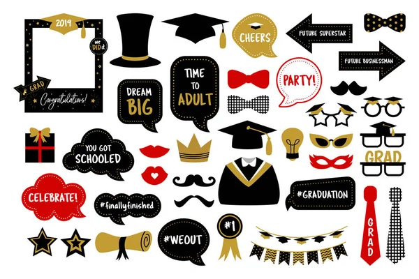 Photo booth props for graduation party photobooth — Stock Vector