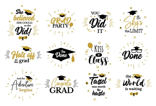 Citas inspiradoras de graduados para felicitar a los graduados — Vector de stock