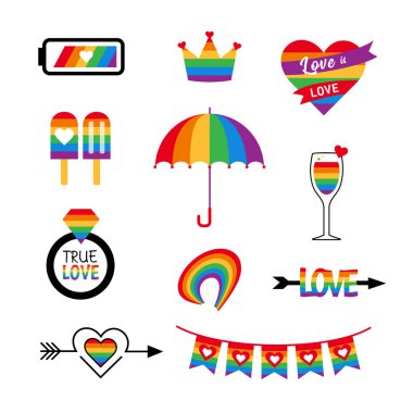 LGBT icon vector set pride flag  rainbow clipart