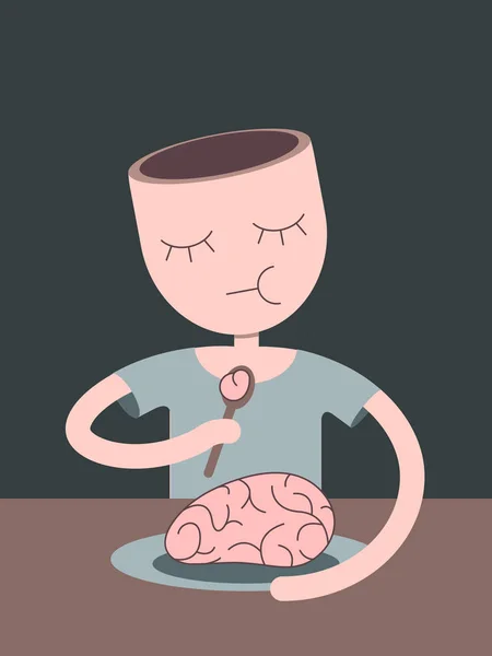 Homme Mangeant Son Cerveau — Image vectorielle