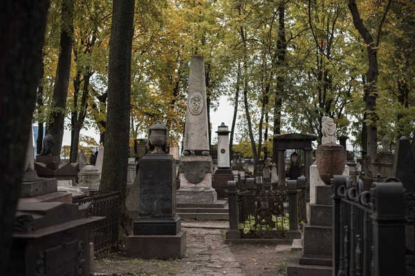 Necrópole 18O Século Alexander Nevsky Lavra São Petersburgo Cemitério Histórico — Fotografia de Stock