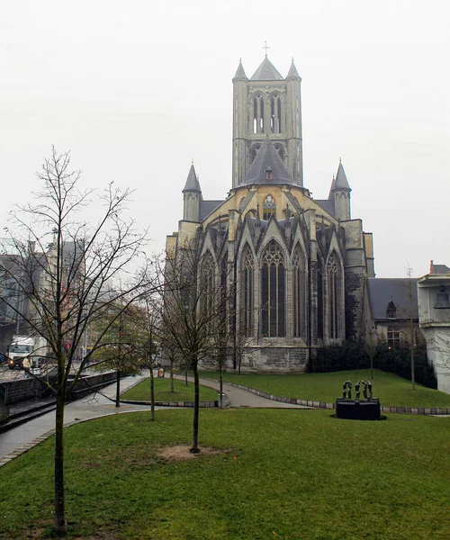 Gante Bélgica Junio 2020 Iglesia San Nicolás Hermosas Fachadas Históricas — Foto de Stock