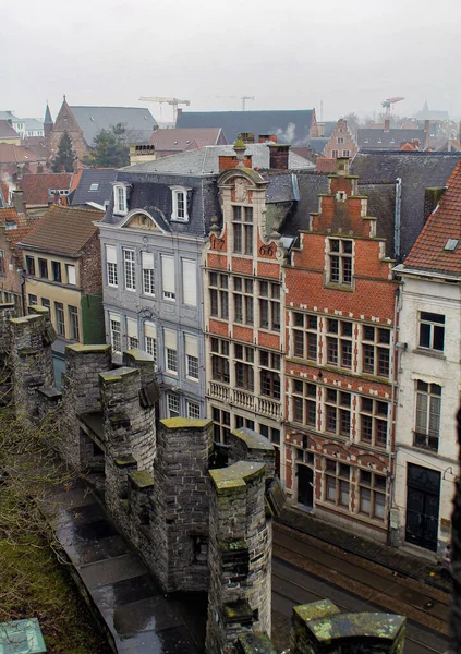 Gent Belgien Juni 2020 Gravensteen Schöne Historische Fassaden Und Alte — Stockfoto