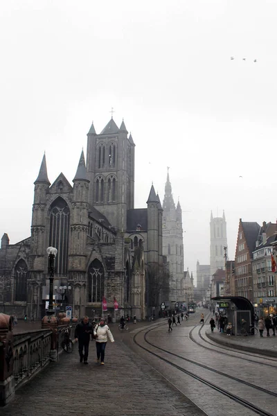 Gent Belgien Juni 2020 Sankt Michael Kirche Schöne Historische Fassaden — Stockfoto